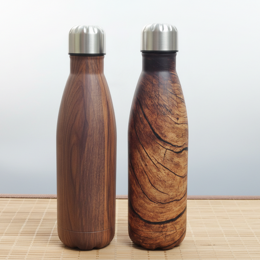 Steel bottle wooden style
